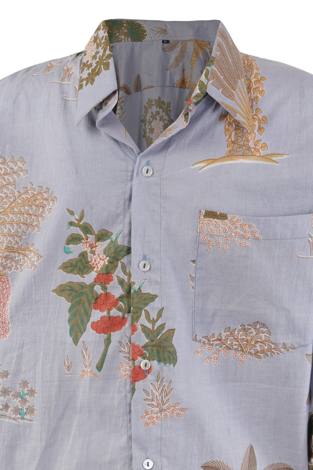 LIGHT BLUE PALM PATTERN SHIRT