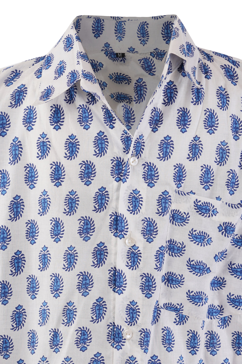 WHITE WITH BLUE AMBI PATTERN SHIRT