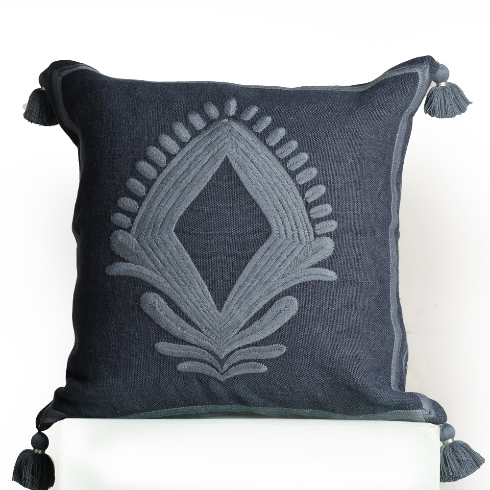 THE DEEP BLUE EMBLEM CUSHION