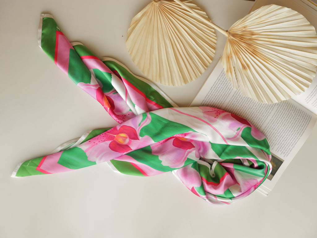 ORCHID PINK  BORDER SCARF