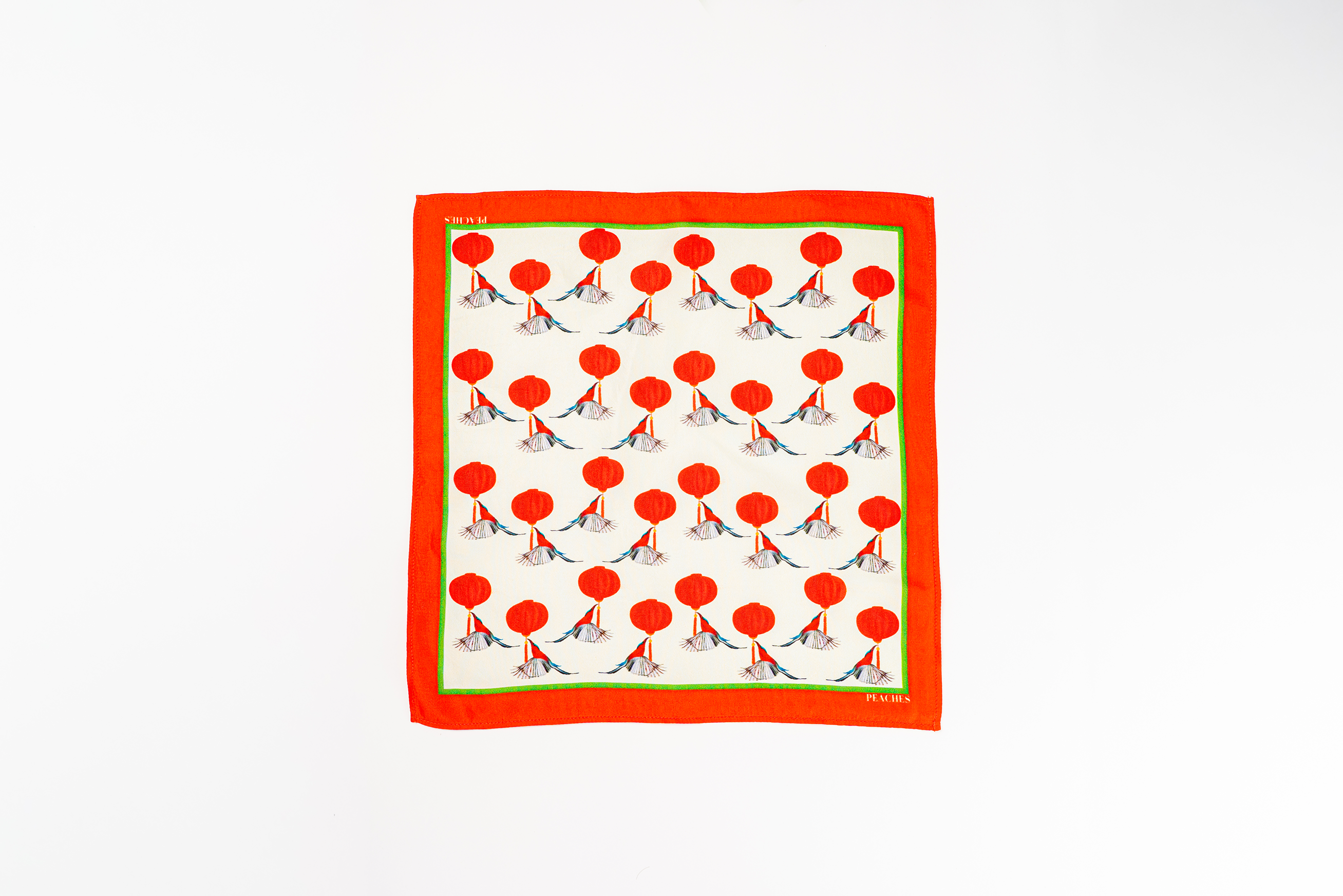 The Lantern Pocket Square red traditional lantern motif