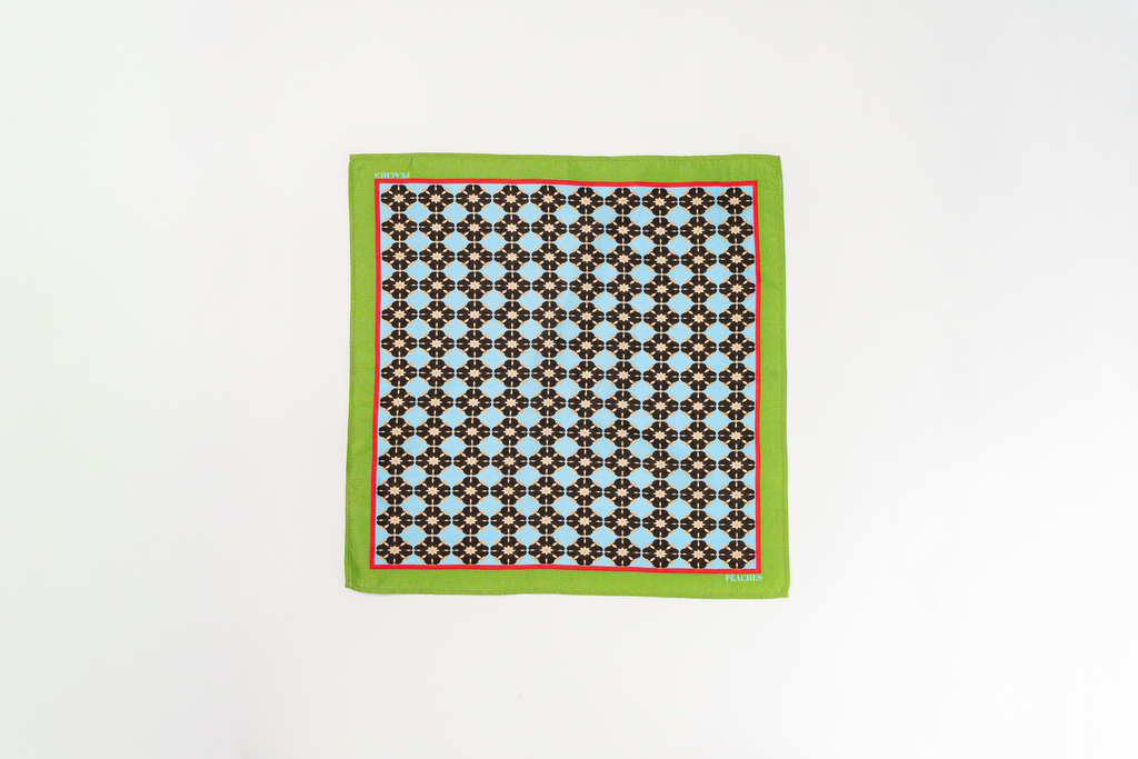 The Raffles Pocket Square blue geometric mosaic design
