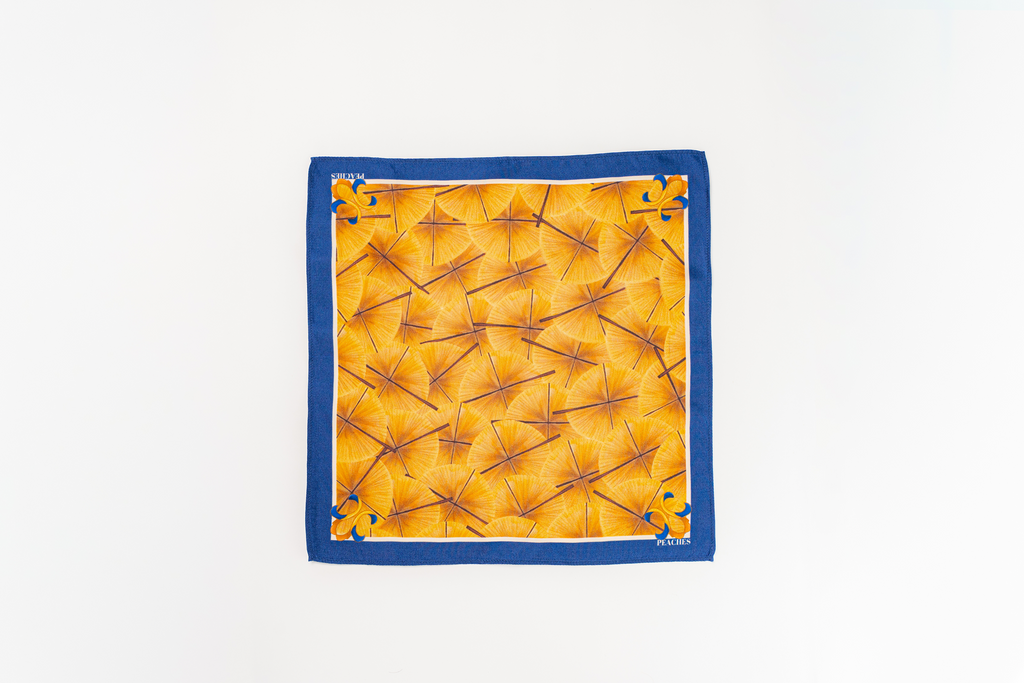 The Duxton Pocket Square yellow heritage pattern silk