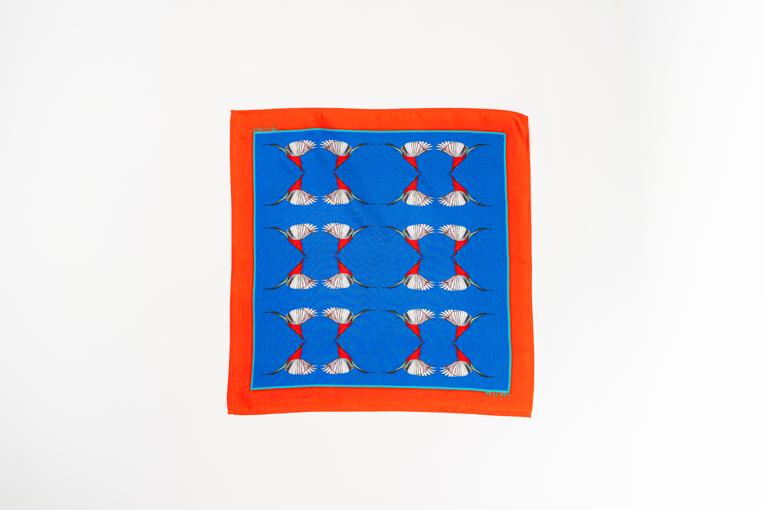 The Crimson Bird Square blue sunbird illustration silk