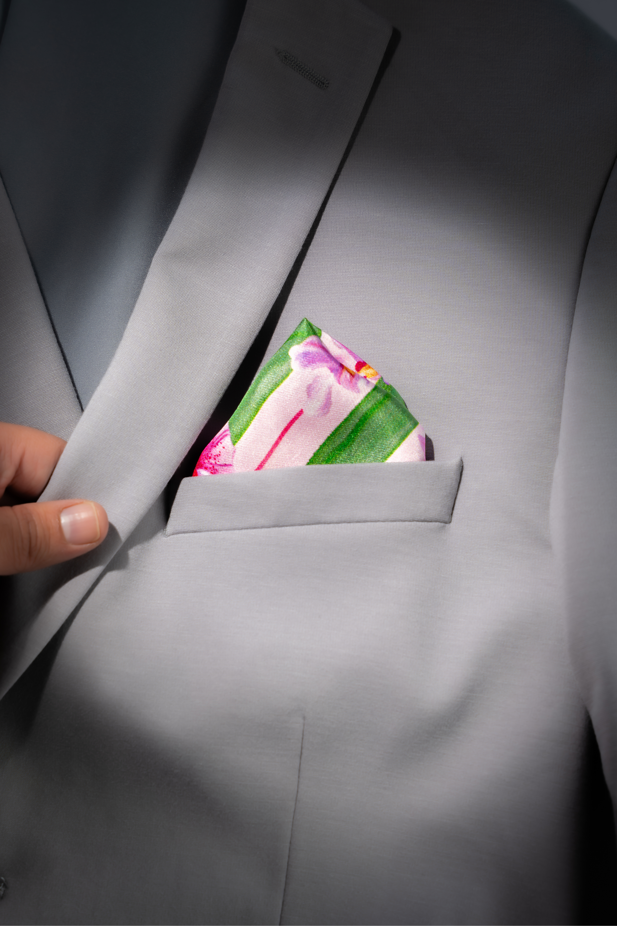 The Vanda Single Flower Pocket Square