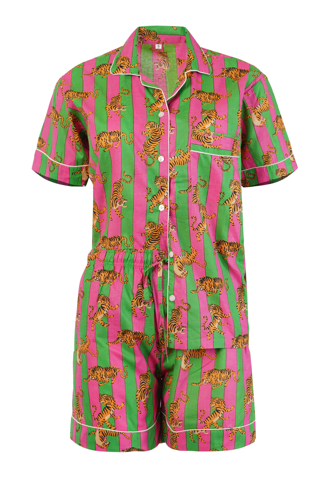 TIGERS IN PINK & GREEN  STRIPES