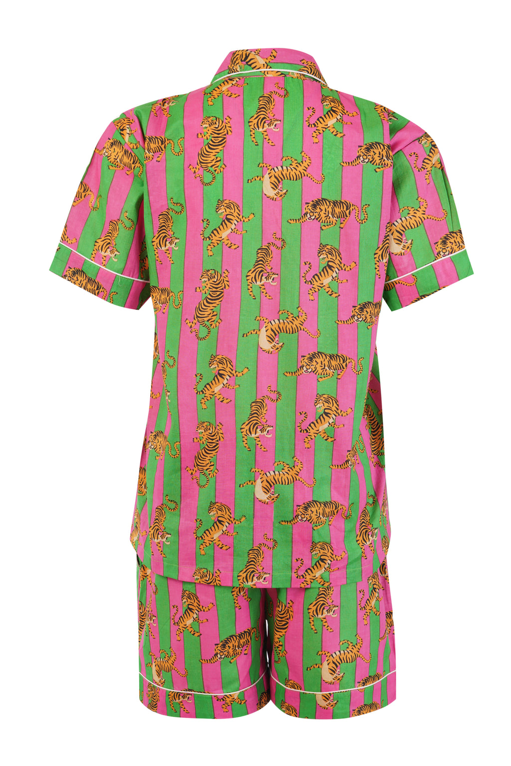 TIGERS IN PINK & GREEN  STRIPES