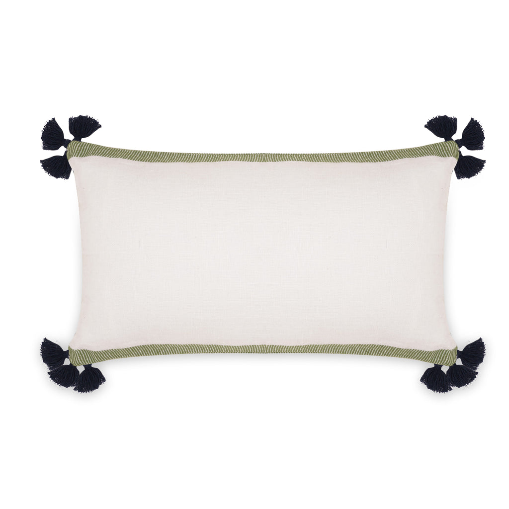 GREEN FLORAL & STRIPED CUSHION 12X21