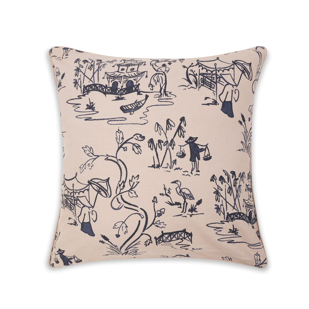 THE PAGODA CUSHION BEIGE & BLUE