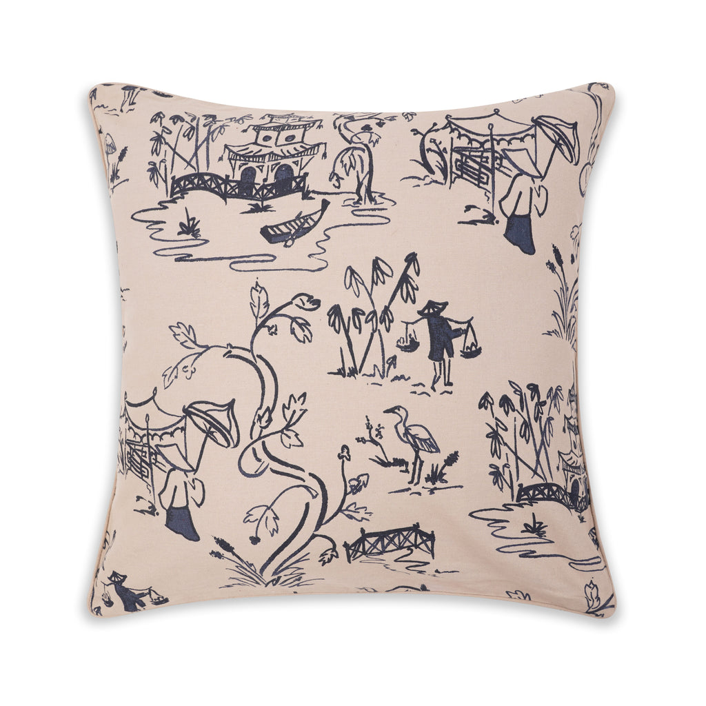 THE PAGODA CUSHION BEIGE & BLUE