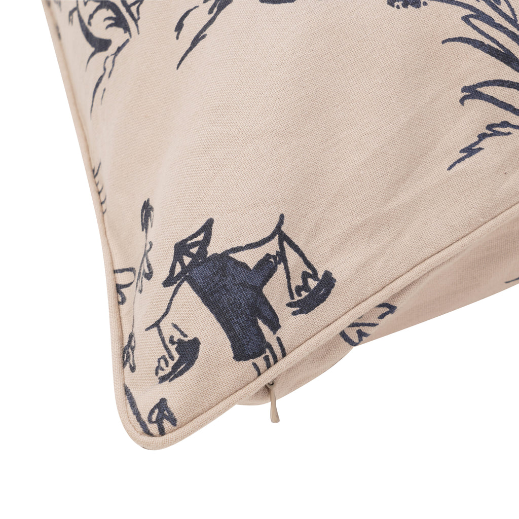THE PAGODA CUSHION BEIGE & BLUE