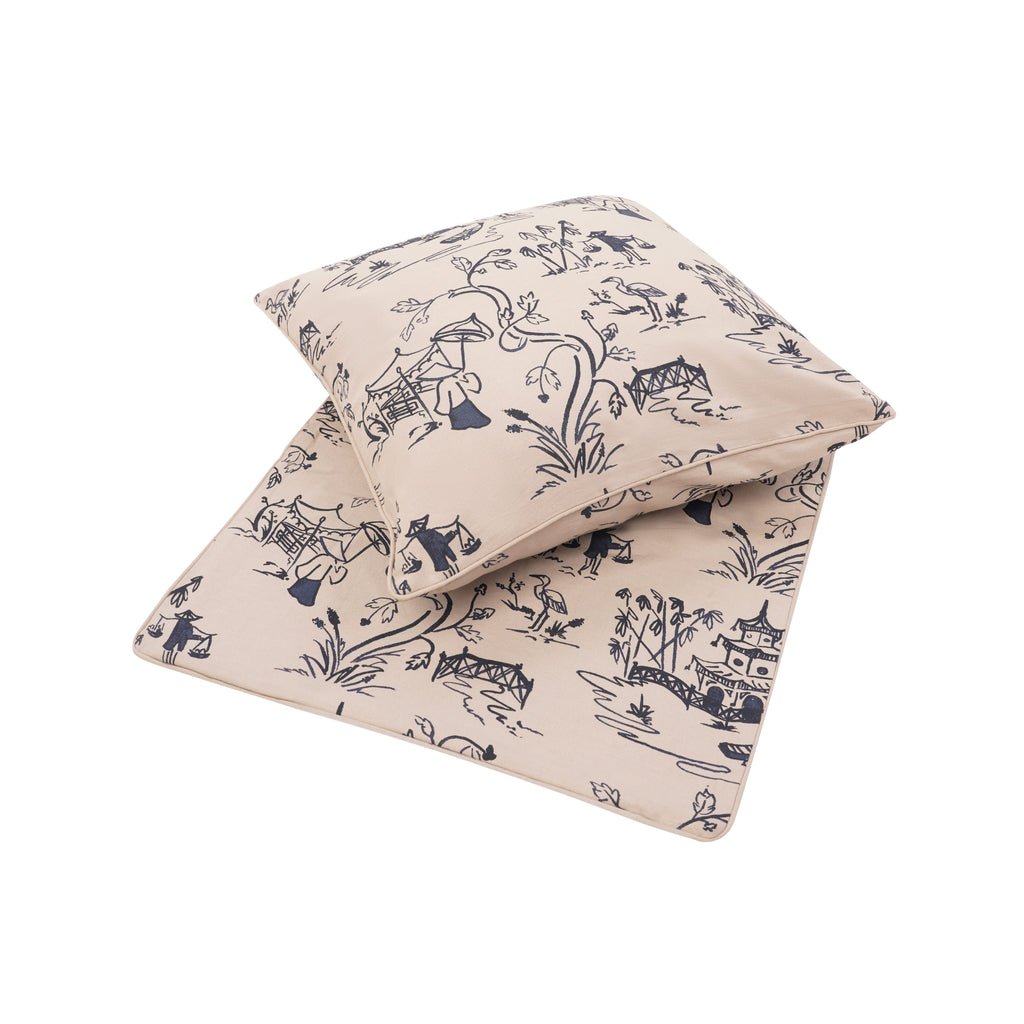 THE PAGODA CUSHION BEIGE & BLUE