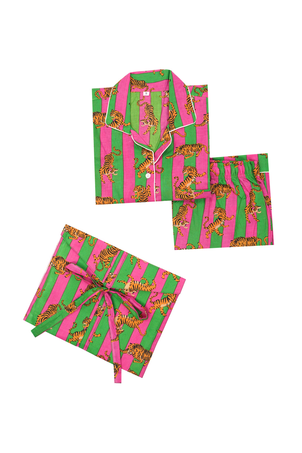 TIGERS IN PINK & GREEN  STRIPES