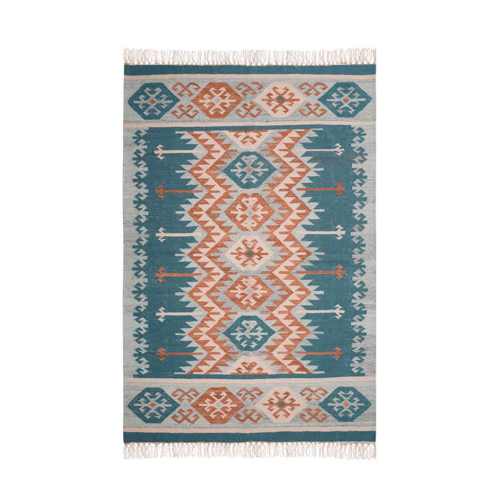 THE BLUE GREEN AZTEC RUG