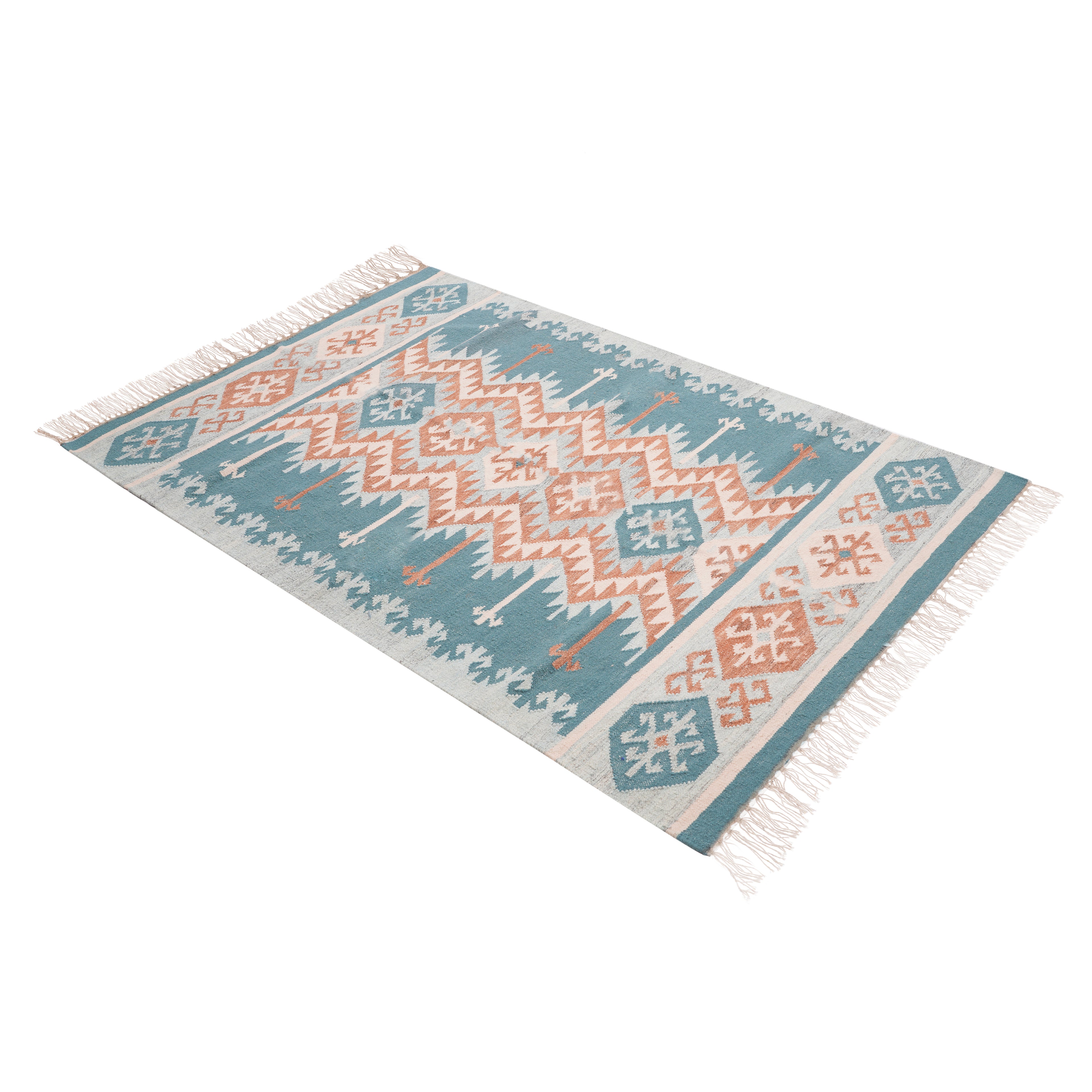 THE BLUE GREEN AZTEC RUG