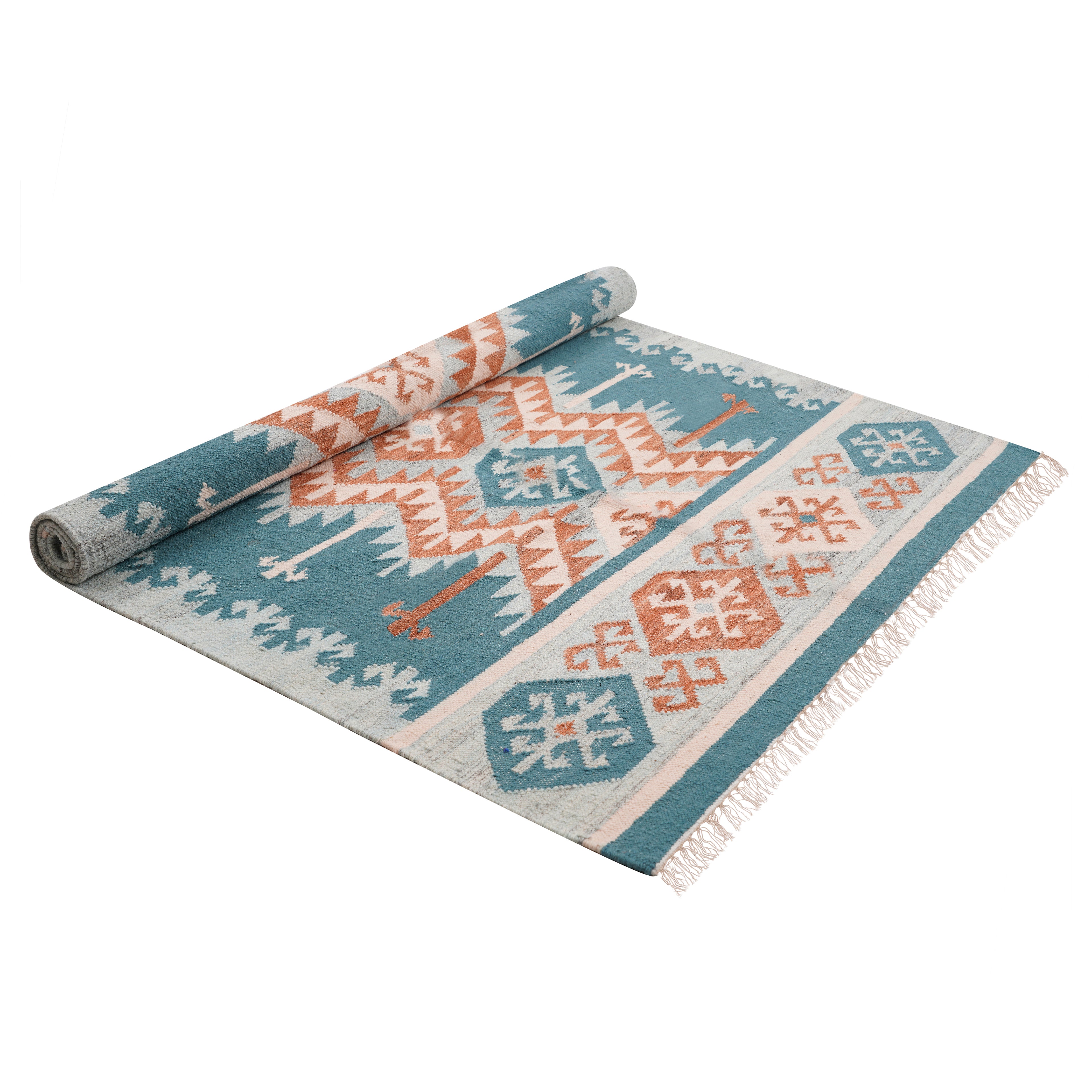 THE BLUE GREEN AZTEC RUG