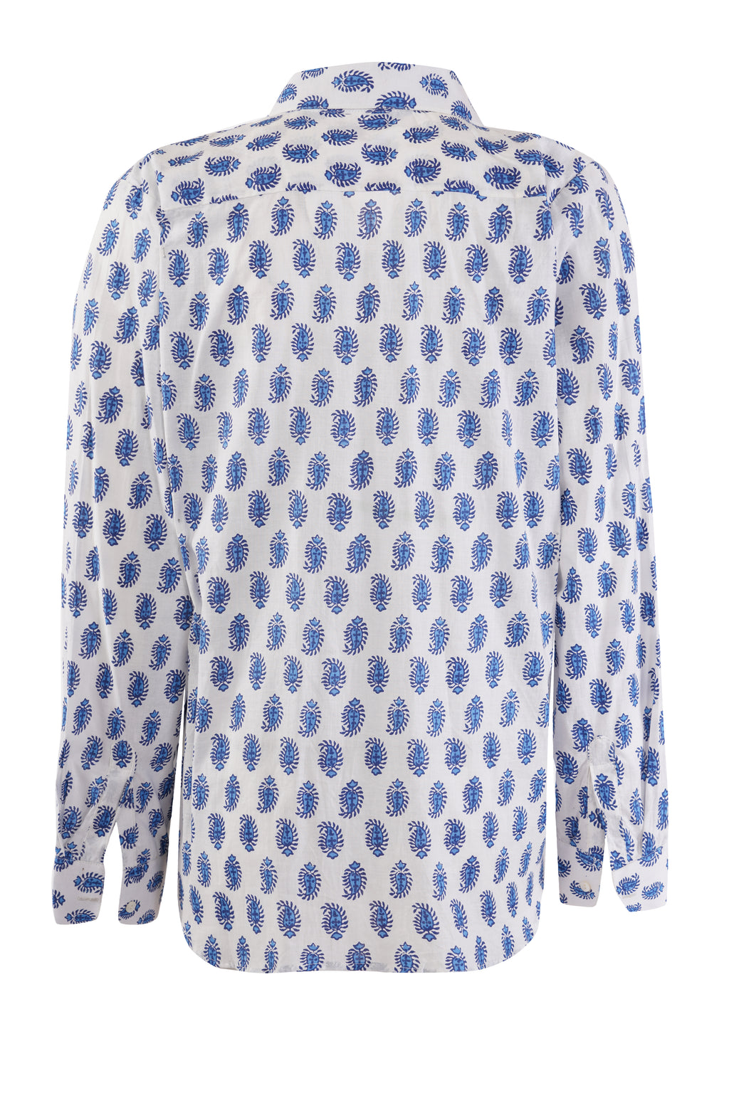 WHITE WITH BLUE AMBI PATTERN SHIRT