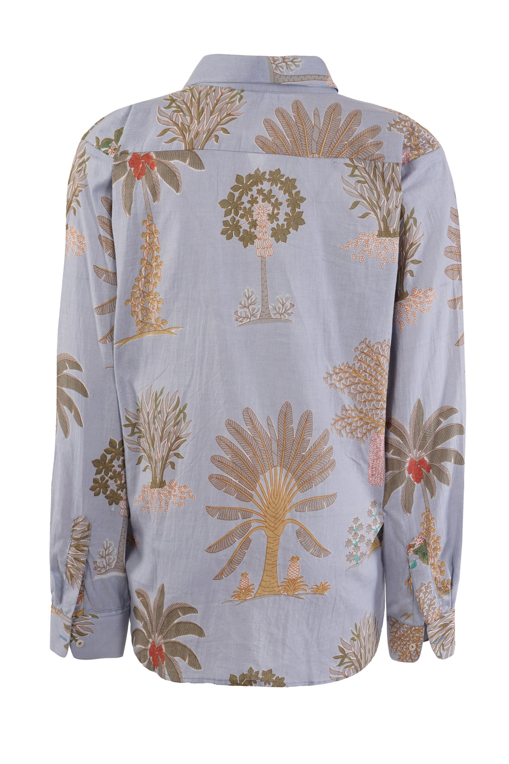 LIGHT BLUE PALM PATTERN SHIRT
