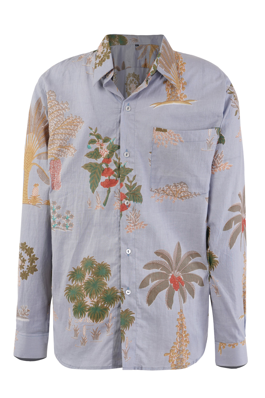 LIGHT BLUE PALM PATTERN SHIRT