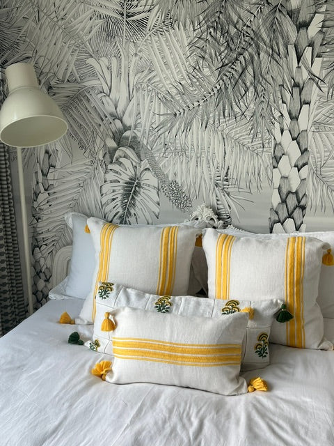 YELLOW VERTICAL STRIPED CUSHION