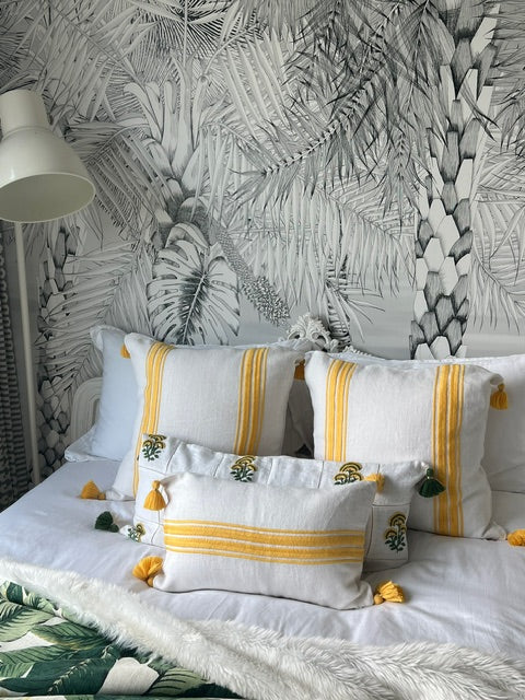 YELLOW VERTICAL STRIPED CUSHION