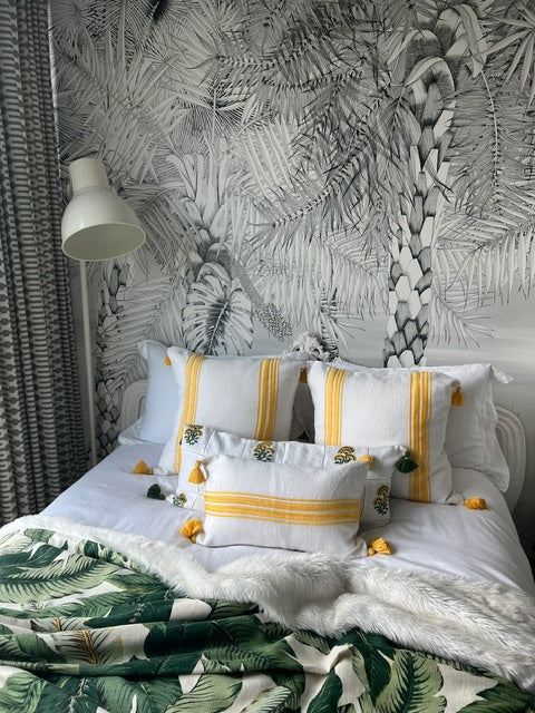 YELLOW VERTICAL STRIPED CUSHION