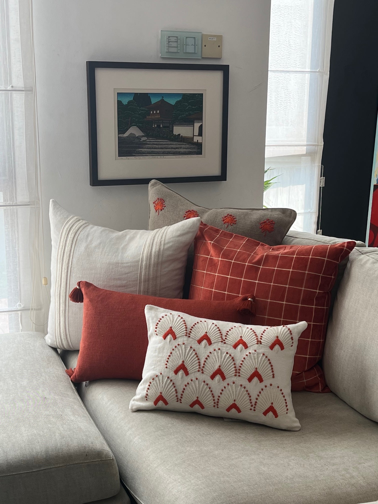 ORANGE & BEIGE DOTTED CUSHION