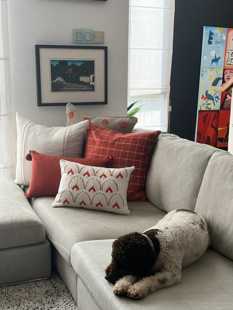 ORANGE & BEIGE DOTTED CUSHION