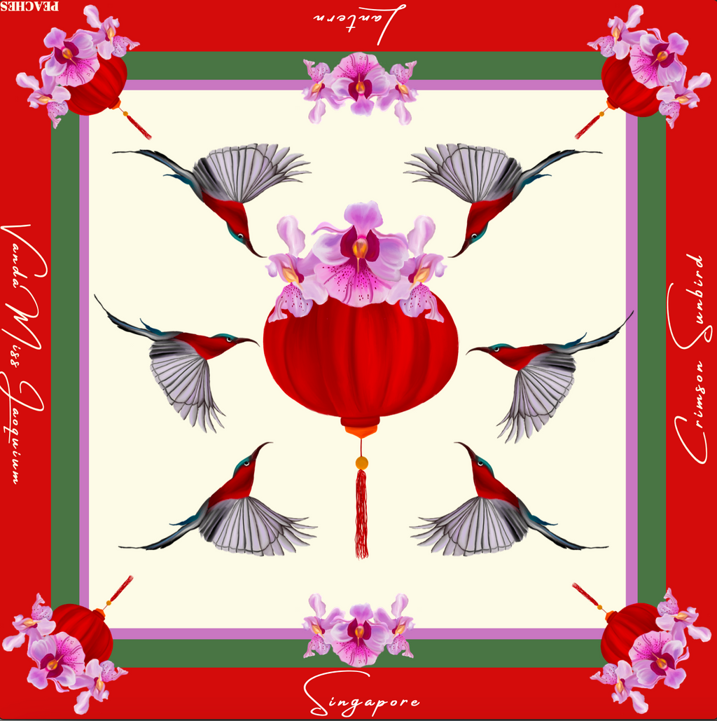 CENTRE LANTERN BIRD & FLOWER SCARF