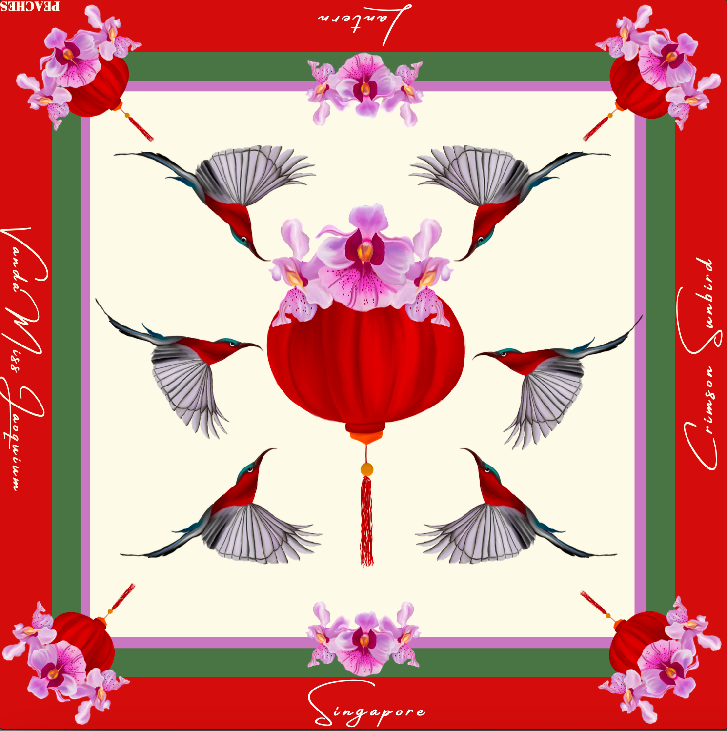 CENTRE LANTERN BIRD & FLOWER SCARF