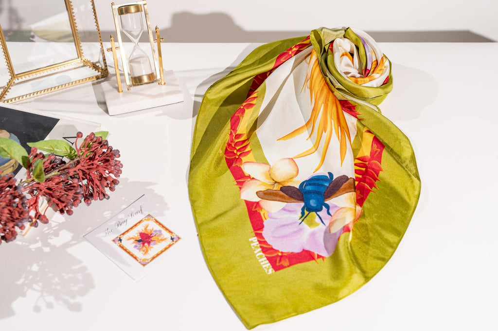 Bug Scarf Central Pattern Green Border