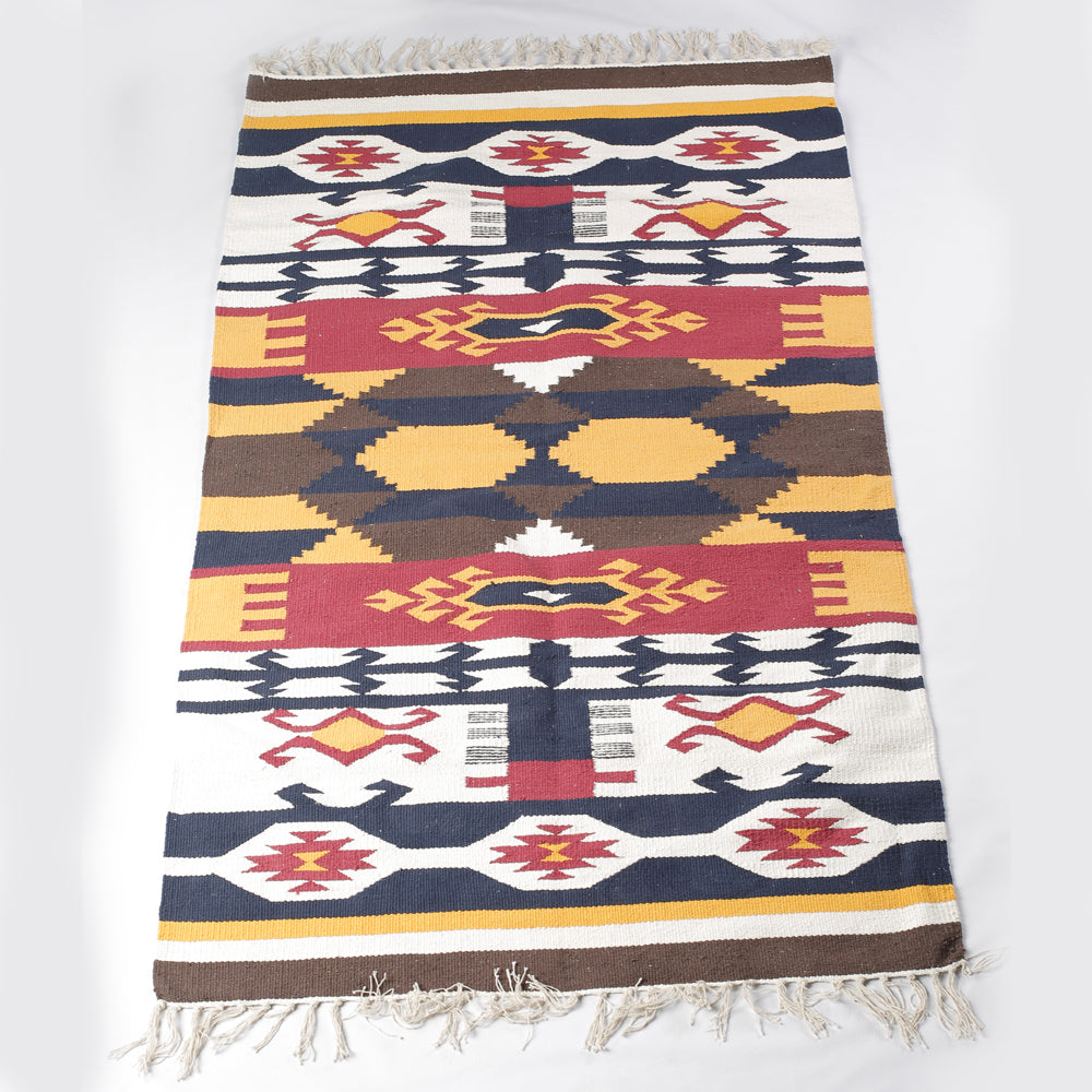 AZTEC GEOMETIC AUCKER & BROWN RUG
